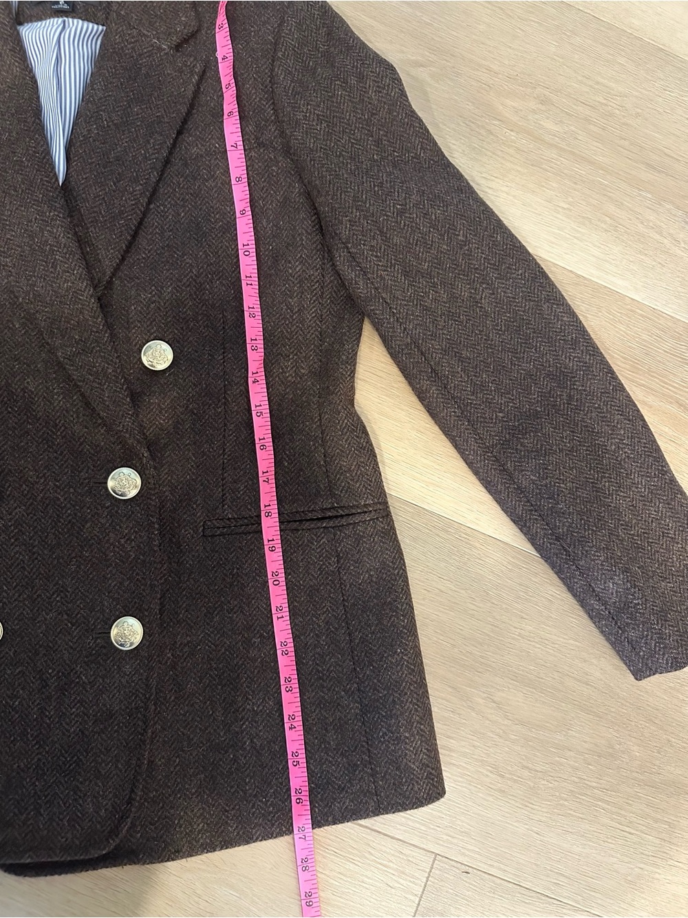 J.Crew Bristol Blazer Chocolate Umber Herringbone Wool Double-Breasted size 6 - Picture 14 of 15
